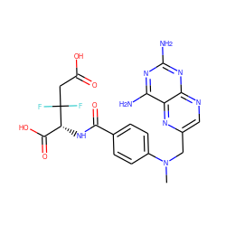 CN(Cc1cnc2nc(N)nc(N)c2n1)c1ccc(C(=O)N[C@H](C(=O)O)C(F)(F)CC(=O)O)cc1 ZINC000001554703