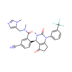 CN(Cc1cncn1C)C(=O)c1cc(C#N)ccc1[C@@H]1C2=C(CCC2=O)N(c2cccc(C(F)(F)F)c2)C(=O)N1C ZINC001772609915