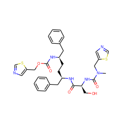 CN(Cc1cncs1)C(=O)N[C@@H](CO)C(=O)N[C@H](CC[C@H](Cc1ccccc1)NC(=O)OCc1cncs1)Cc1ccccc1 ZINC000150604092