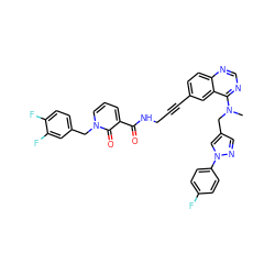 CN(Cc1cnn(-c2ccc(F)cc2)c1)c1ncnc2ccc(C#CCNC(=O)c3cccn(Cc4ccc(F)c(F)c4)c3=O)cc12 ZINC000096176301