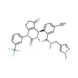 CN(Cc1cnn(C)c1)C(=O)c1cc(C#N)ccc1[C@@H]1C2=C(CCC2=O)N(c2cccc(C(F)(F)F)c2)C(=O)N1C ZINC001772605056