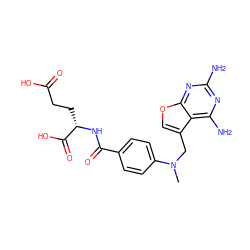 CN(Cc1coc2nc(N)nc(N)c12)c1ccc(C(=O)N[C@@H](CCC(=O)O)C(=O)O)cc1 ZINC000002046975