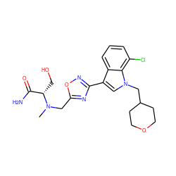 CN(Cc1nc(-c2cn(CC3CCOCC3)c3c(Cl)cccc23)no1)[C@@H](CO)C(N)=O ZINC000066075803