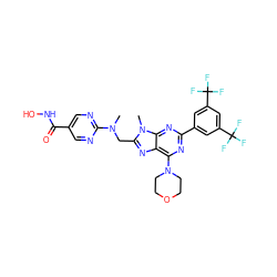 CN(Cc1nc2c(N3CCOCC3)nc(-c3cc(C(F)(F)F)cc(C(F)(F)F)c3)nc2n1C)c1ncc(C(=O)NO)cn1 ZINC000653819679