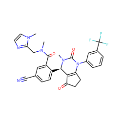 CN(Cc1nccn1C)C(=O)c1cc(C#N)ccc1[C@@H]1C2=C(CCC2=O)N(c2cccc(C(F)(F)F)c2)C(=O)N1C ZINC001772582918