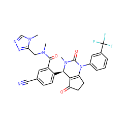 CN(Cc1nncn1C)C(=O)c1cc(C#N)ccc1[C@@H]1C2=C(CCC2=O)N(c2cccc(C(F)(F)F)c2)C(=O)N1C ZINC001772641501