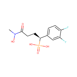 CN(O)C(=O)CC[C@@H](c1ccc(F)c(F)c1)P(=O)(O)O ZINC000072116317