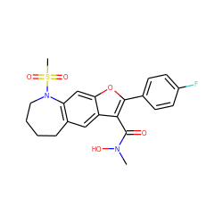 CN(O)C(=O)c1c(-c2ccc(F)cc2)oc2cc3c(cc12)CCCCN3S(C)(=O)=O ZINC000143372202