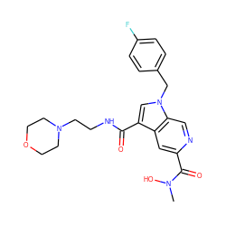 CN(O)C(=O)c1cc2c(C(=O)NCCN3CCOCC3)cn(Cc3ccc(F)cc3)c2cn1 ZINC000035269200