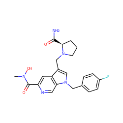 CN(O)C(=O)c1cc2c(CN3CCC[C@@H]3C(N)=O)cn(Cc3ccc(F)cc3)c2cn1 ZINC000064559600