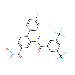 CN(O)C(=O)c1ccc(-c2ccc(Cl)cc2)c(N(C)C(=O)c2cc(C(F)(F)F)cc(C(F)(F)F)c2)c1 ZINC000026173823