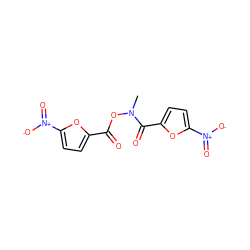 CN(OC(=O)c1ccc([N+](=O)[O-])o1)C(=O)c1ccc([N+](=O)[O-])o1 ZINC000066251407