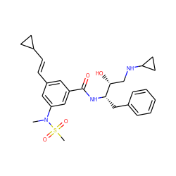 CN(c1cc(/C=C/C2CC2)cc(C(=O)N[C@@H](Cc2ccccc2)[C@H](O)CNC2CC2)c1)S(C)(=O)=O ZINC000014960412