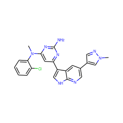 CN(c1cc(-c2c[nH]c3ncc(-c4cnn(C)c4)cc23)nc(N)n1)c1ccccc1Cl ZINC000169700749