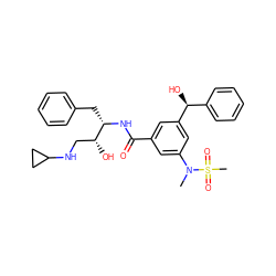 CN(c1cc(C(=O)N[C@@H](Cc2ccccc2)[C@H](O)CNC2CC2)cc([C@@H](O)c2ccccc2)c1)S(C)(=O)=O ZINC000014960384