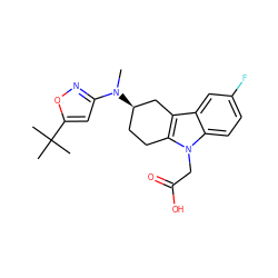 CN(c1cc(C(C)(C)C)on1)[C@@H]1CCc2c(c3cc(F)ccc3n2CC(=O)O)C1 ZINC000118880079