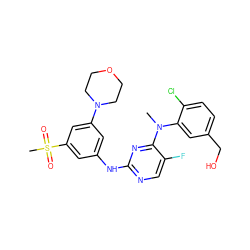 CN(c1cc(CO)ccc1Cl)c1nc(Nc2cc(N3CCOCC3)cc(S(C)(=O)=O)c2)ncc1F ZINC001772632694