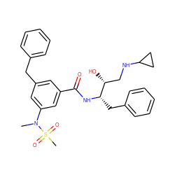 CN(c1cc(Cc2ccccc2)cc(C(=O)N[C@@H](Cc2ccccc2)[C@H](O)CNC2CC2)c1)S(C)(=O)=O ZINC000014960396