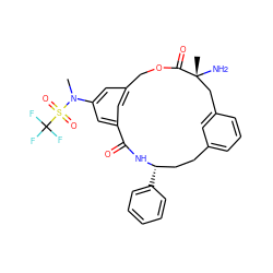 CN(c1cc2cc(c1)C(=O)N[C@@H](c1ccccc1)CCc1cccc(c1)C[C@@](C)(N)C(=O)OC2)S(=O)(=O)C(F)(F)F ZINC000028950036