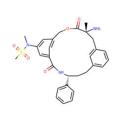 CN(c1cc2cc(c1)C(=O)N[C@@H](c1ccccc1)CCc1cccc(c1)C[C@@](C)(N)C(=O)OC2)S(C)(=O)=O ZINC000028824373