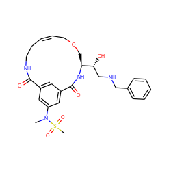 CN(c1cc2cc(c1)C(=O)N[C@H]([C@H](O)CNCc1ccccc1)COC/C=C/CCNC2=O)S(C)(=O)=O ZINC000084759551