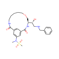 CN(c1cc2cc(c1)C(=O)N[C@H]([C@H](O)CNCc1ccccc1)COCCCCCNC2=O)S(C)(=O)=O ZINC000084758296