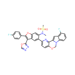 CN(c1cc2oc(-c3ccc(F)cc3)c(-c3nnco3)c2cc1-c1ccc2c(n1)-c1cc3c(F)cccc3n1CO2)S(C)(=O)=O ZINC000218279836