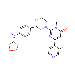 CN(c1ccc([C@H]2CN(c3nc(-c4ccncc4F)cc(=O)n3C)CCO2)cc1)[C@@H]1CCOC1 ZINC000113078391