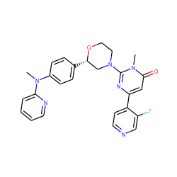 CN(c1ccc([C@H]2CN(c3nc(-c4ccncc4F)cc(=O)n3C)CCO2)cc1)c1ccccn1 ZINC000113078425