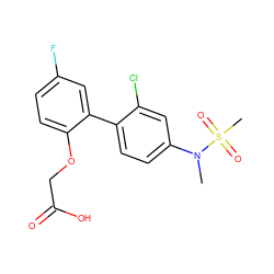 CN(c1ccc(-c2cc(F)ccc2OCC(=O)O)c(Cl)c1)S(C)(=O)=O ZINC000071331818