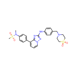 CN(c1ccc(-c2cccn3nc(Nc4ccc(CN5CCS(=O)(=O)CC5)cc4)nc23)cc1)S(C)(=O)=O ZINC000148192873