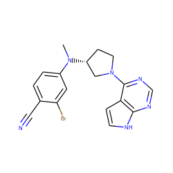 CN(c1ccc(C#N)c(Br)c1)[C@@H]1CCN(c2ncnc3[nH]ccc23)C1 ZINC000143068137