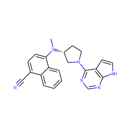 CN(c1ccc(C#N)c2ccccc12)[C@@H]1CCN(c2ncnc3[nH]ccc23)C1 ZINC000142065863