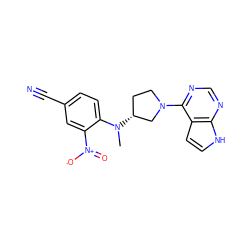 CN(c1ccc(C#N)cc1[N+](=O)[O-])[C@@H]1CCN(c2ncnc3[nH]ccc23)C1 ZINC000141931003