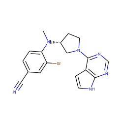 CN(c1ccc(C#N)cc1Br)[C@@H]1CCN(c2ncnc3[nH]ccc23)C1 ZINC000141925784