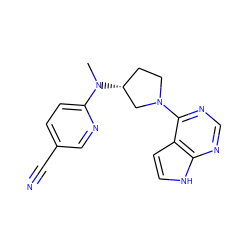 CN(c1ccc(C#N)cn1)[C@@H]1CCN(c2ncnc3[nH]ccc23)C1 ZINC000114362947