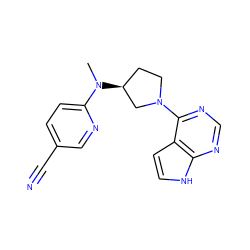 CN(c1ccc(C#N)cn1)[C@H]1CCN(c2ncnc3[nH]ccc23)C1 ZINC000146930336