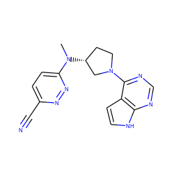 CN(c1ccc(C#N)nn1)[C@@H]1CCN(c2ncnc3[nH]ccc23)C1 ZINC000143068802