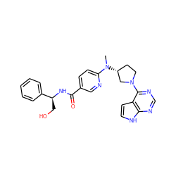 CN(c1ccc(C(=O)N[C@@H](CO)c2ccccc2)cn1)[C@@H]1CCN(c2ncnc3[nH]ccc23)C1 ZINC000149052410