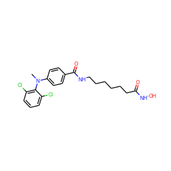 CN(c1ccc(C(=O)NCCCCCCC(=O)NO)cc1)c1c(Cl)cccc1Cl ZINC000118359004