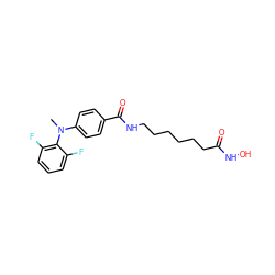 CN(c1ccc(C(=O)NCCCCCCC(=O)NO)cc1)c1c(F)cccc1F ZINC000118142642