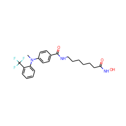 CN(c1ccc(C(=O)NCCCCCCC(=O)NO)cc1)c1ccccc1C(F)(F)F ZINC000118143632