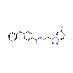 CN(c1ccc(C(=O)NCCc2c[nH]c3ccc(Cl)cc23)cc1)c1cccc(F)c1 ZINC000205308640