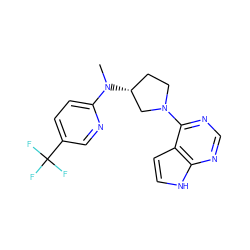 CN(c1ccc(C(F)(F)F)cn1)[C@@H]1CCN(c2ncnc3[nH]ccc23)C1 ZINC000149041300