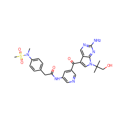 CN(c1ccc(CC(=O)Nc2cncc(C(=O)c3cn(C(C)(C)CO)c4nc(N)ncc34)c2)cc1)S(C)(=O)=O ZINC000169708063