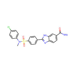 CN(c1ccc(Cl)cc1)S(=O)(=O)c1ccc(-c2nc3ccc(C(N)=O)cc3[nH]2)cc1 ZINC000034353656