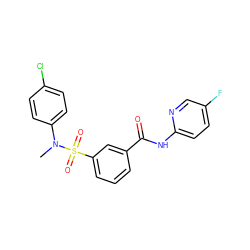 CN(c1ccc(Cl)cc1)S(=O)(=O)c1cccc(C(=O)Nc2ccc(F)cn2)c1 ZINC000169311638