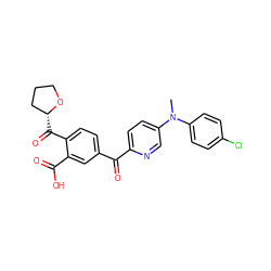 CN(c1ccc(Cl)cc1)c1ccc(C(=O)c2ccc(C(=O)[C@@H]3CCCO3)c(C(=O)O)c2)nc1 ZINC000164822507