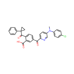 CN(c1ccc(Cl)cc1)c1ccc(C(=O)c2ccc(C(=O)C3(c4ccccc4)CC3)c(C(=O)O)c2)nc1 ZINC000164821891