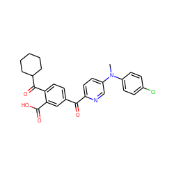 CN(c1ccc(Cl)cc1)c1ccc(C(=O)c2ccc(C(=O)C3CCCCC3)c(C(=O)O)c2)nc1 ZINC000164821779